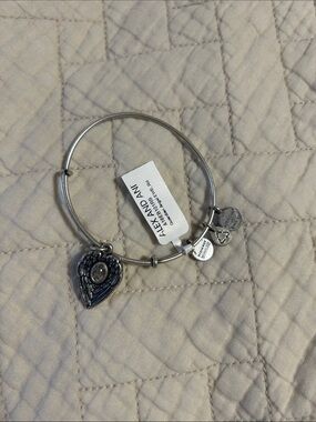 Alex and Ani Silver Heart and Tag Charm Expandable Bangle - Silver